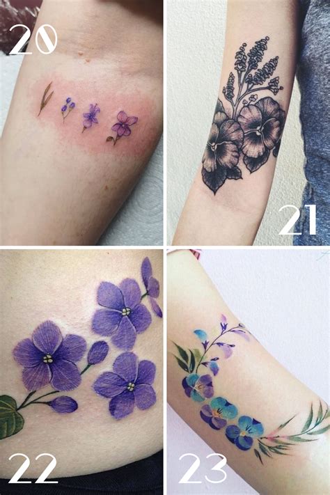 Vibrant Violet Flower Tattoo Ideas Designs Tattoo Glee