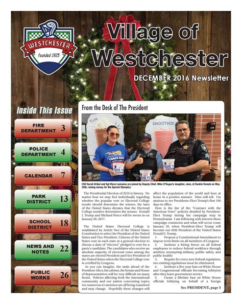 Village Of Westchester December 2014 Newsletter By Village Of