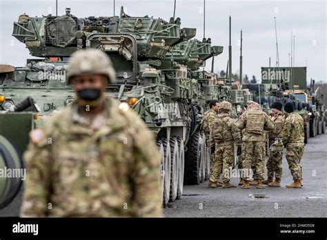 Vilseck Germany 09Th Feb 2022 U S Soldiers Stand Next To U S Army