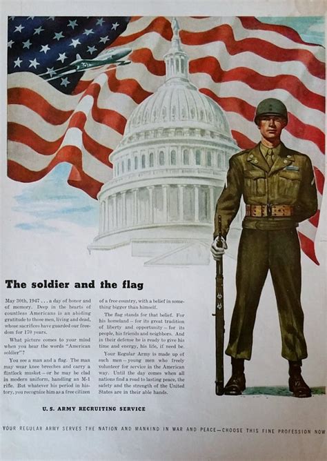 Vintage 1940S U S Army Recruiting Advertisement Flag