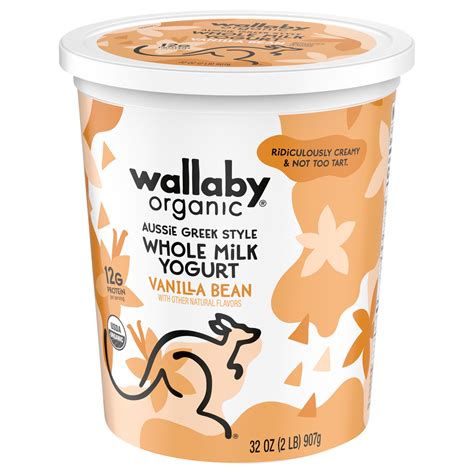 Wallaby Organic Yogurt Whole Milk Vanilla Bean Aussie Greek Style