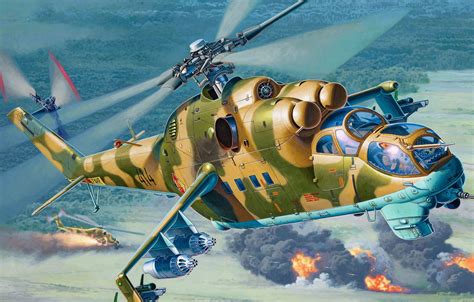 Wallpaper Art Mi 24 Attack Helicopter Of The Air Force Of The Gdr