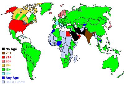 World Map Of Legal Drinking Age Salvagente