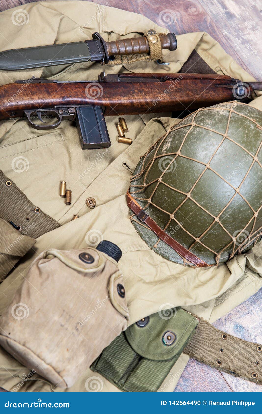 World War Two Us Military Equipment With Rifle Stock Photo Image Of