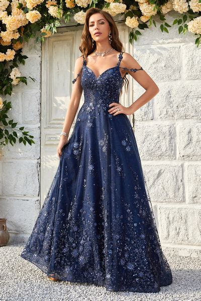 Zapaka Women Navy Long Prom Dress Mermaid Scoop Chiffon Wedding Guest