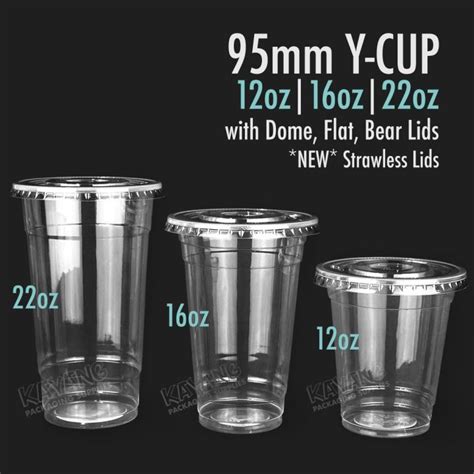 Zhihe51928136 Plastic Y Cup With Lids Set 12Oz 16Oz 22Oz 95Mm For