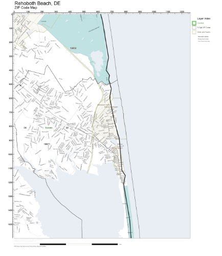 Zip Code Wall Map Of Rehoboth Beach De Zip Code Map Laminated Amazon